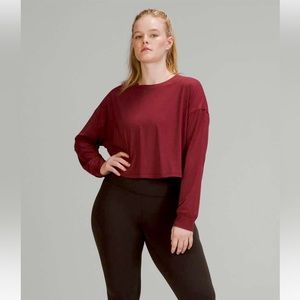 EUC Lululemon Muscle Love Cropped Long Sleeve - Mulled Wine (Red) Size 6